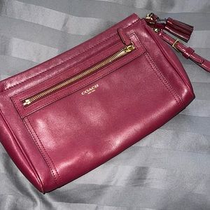 Maroon coach wristlet clutch